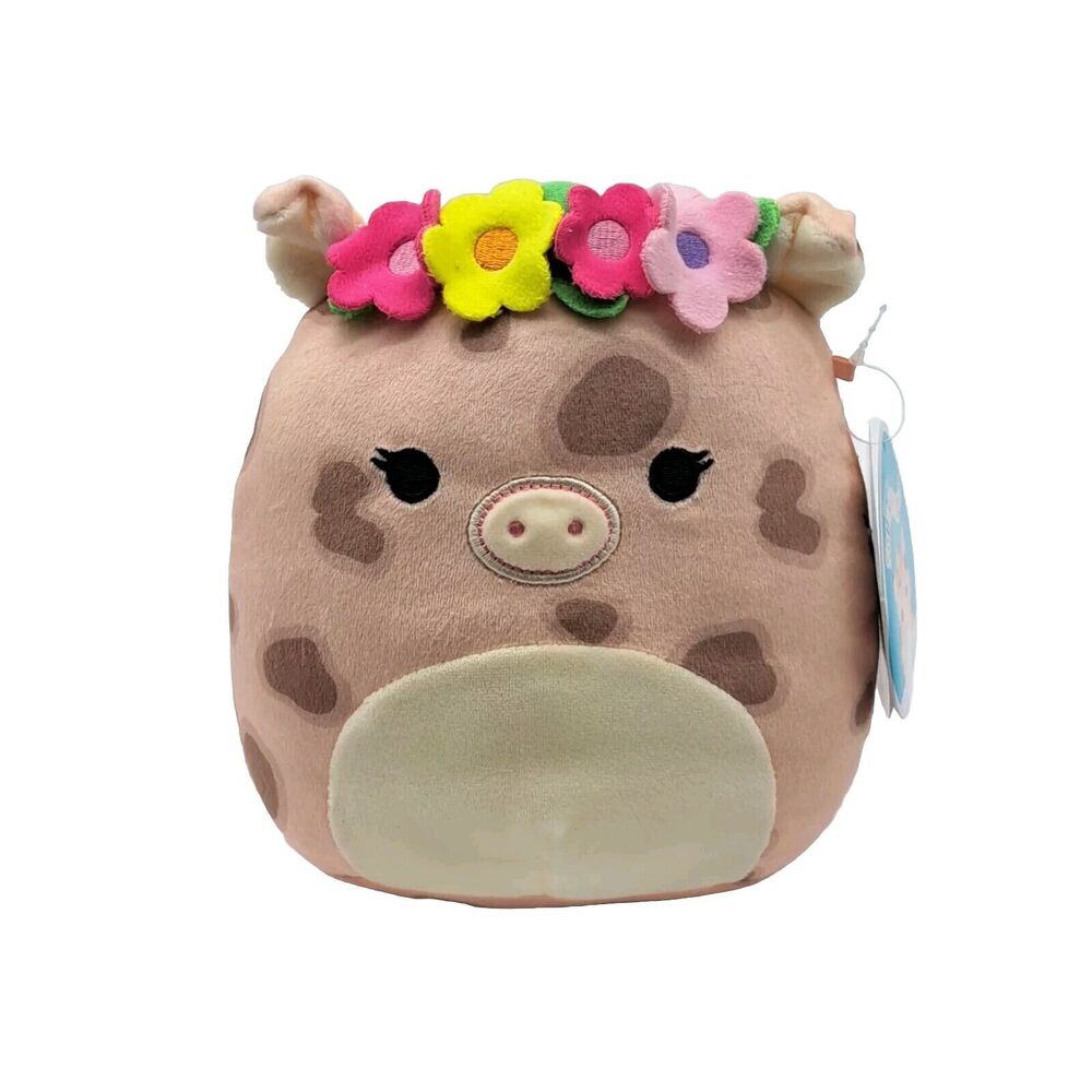 Squishmallow 7.5" Aquitaine The Spotted Pig With Flower Crown PLUSH NEW